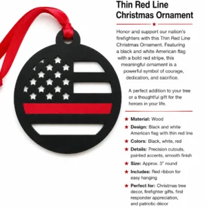 Thin Red Line Firefighter Christmas Ornament