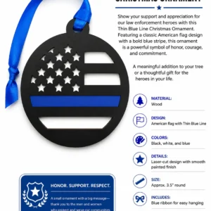 Thin Blue Line Police Christmas Ornament