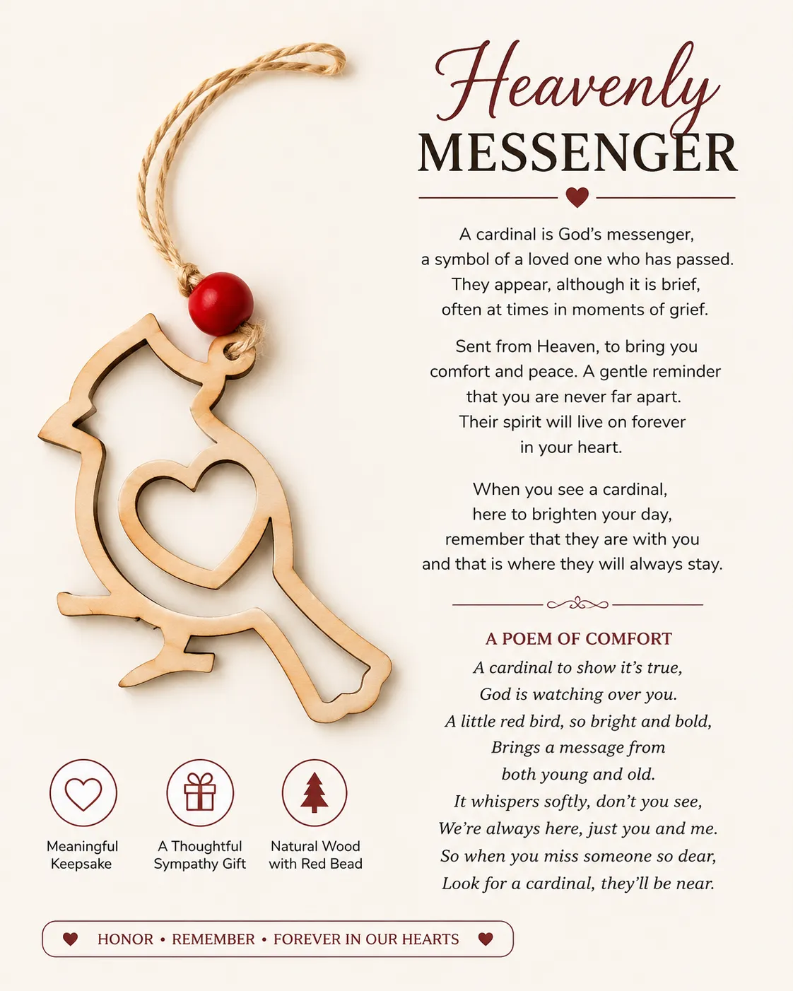 Heavenly Messenger Cardinal Memorial Ornament